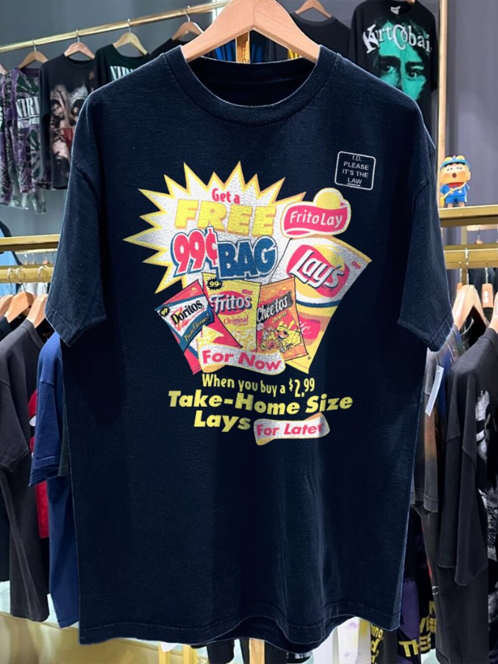 90s Snack Now Snack Later Lays Promo Rare Blue T-Shirt